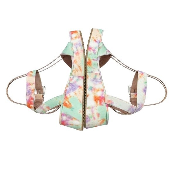 NWT ASOS Tatiana Flatform Ankle Wrap Sandals Bright Pastel Cloud Tie Dye Size 10 - Picture 12 of 16